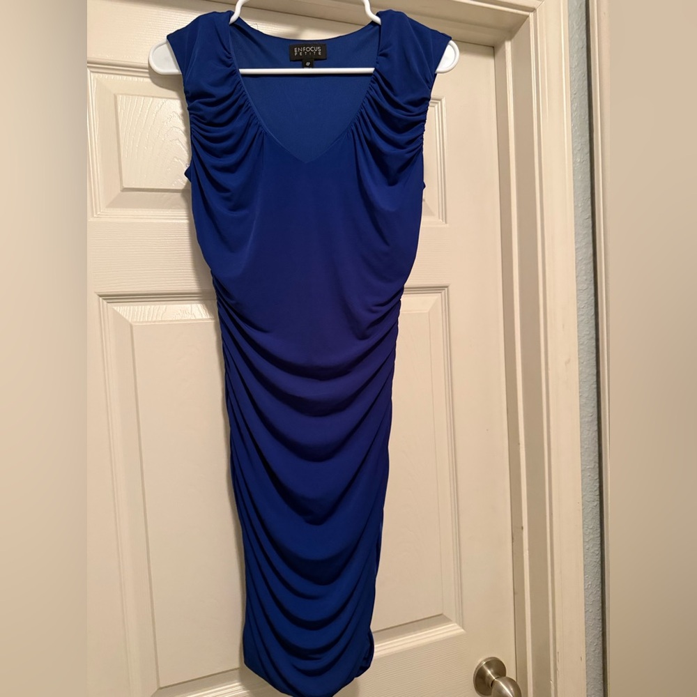 Enfocus Studio Royal Blue Ruched Midi Dress
